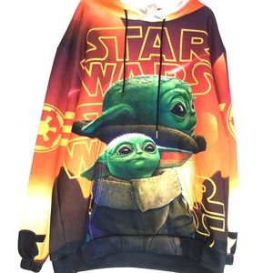 Star Wars, Baby Yoda Graphic, Hooded, Pull Over Sweater.